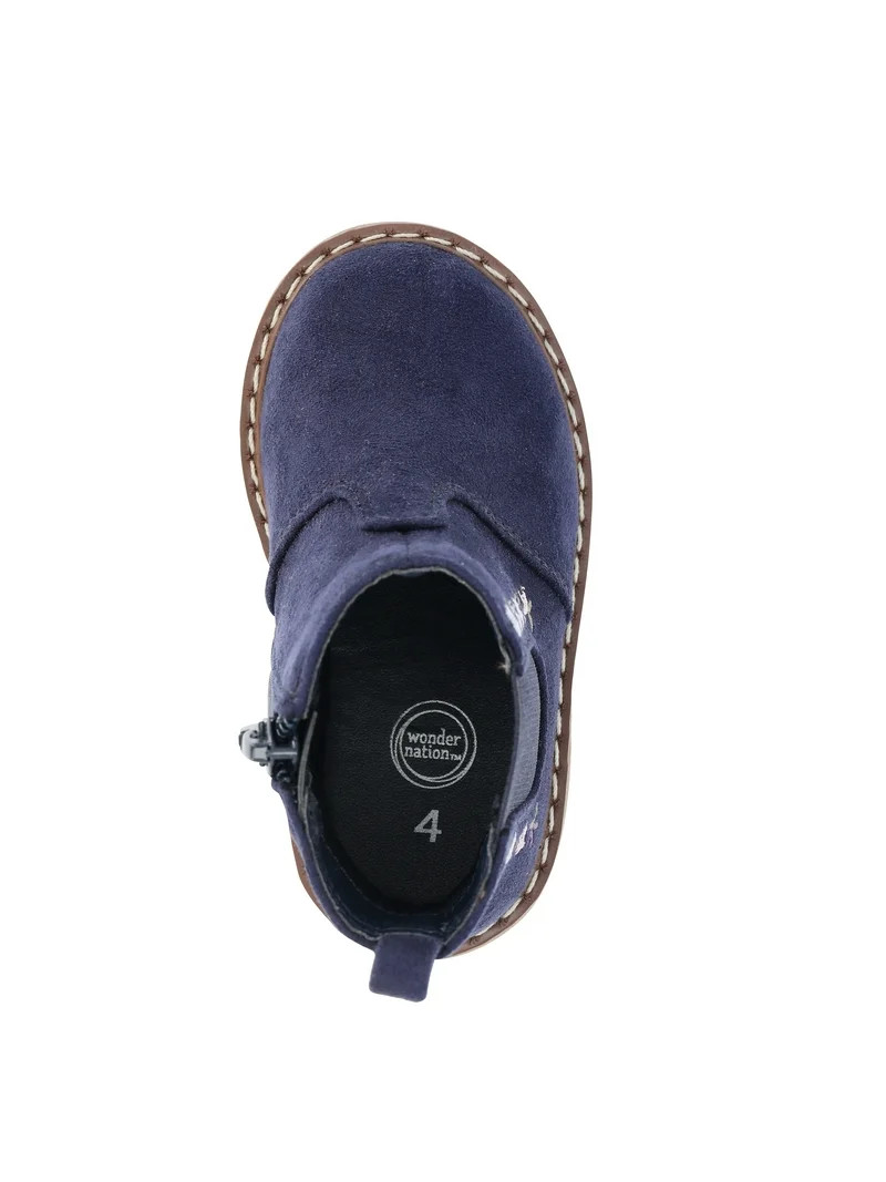 Wonder Nation Baby Girls Chelsea Boots with Floral Embroidery | Walmart (US)