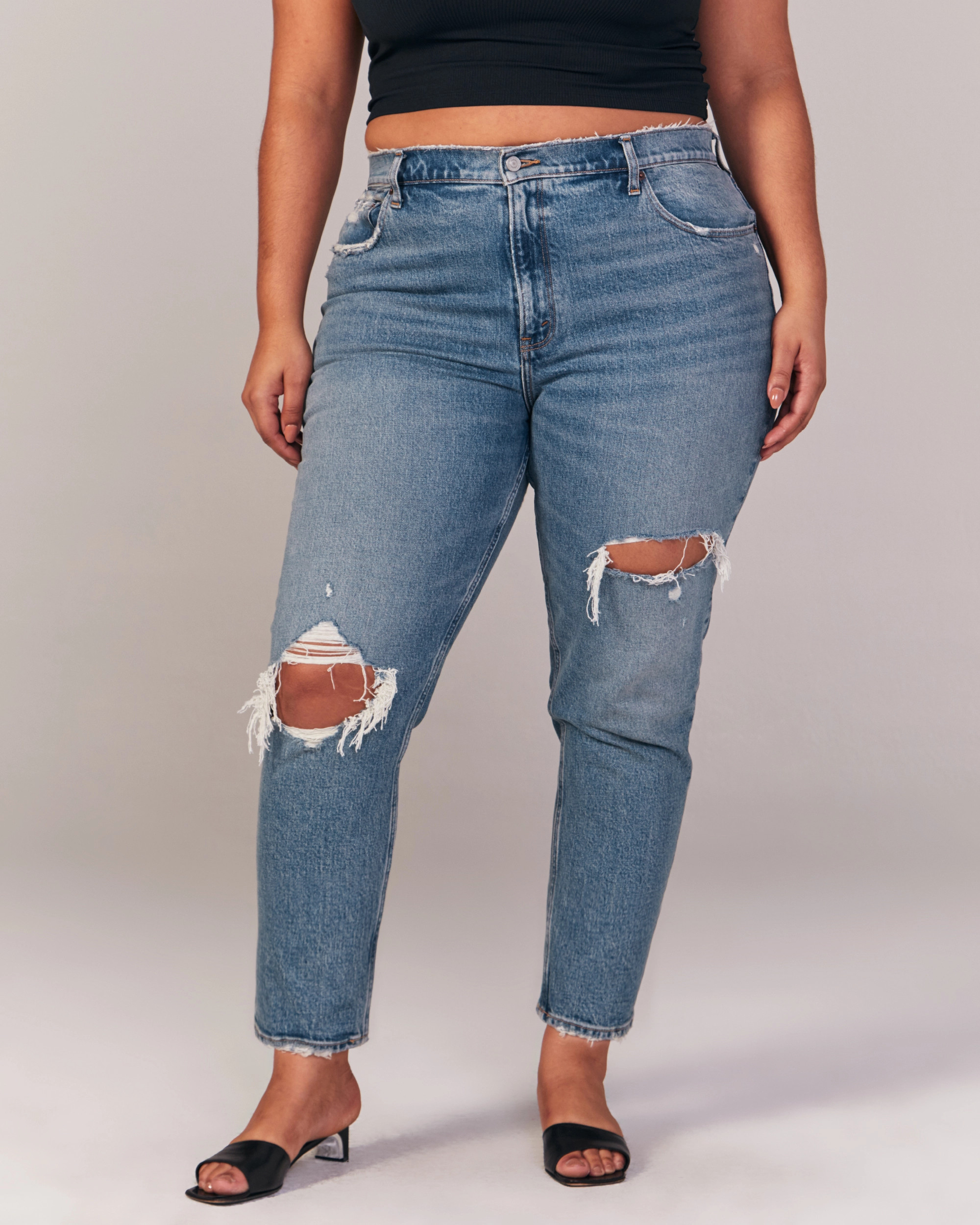Ripped High Rise Mom Jeans | Abercrombie & Fitch (US)