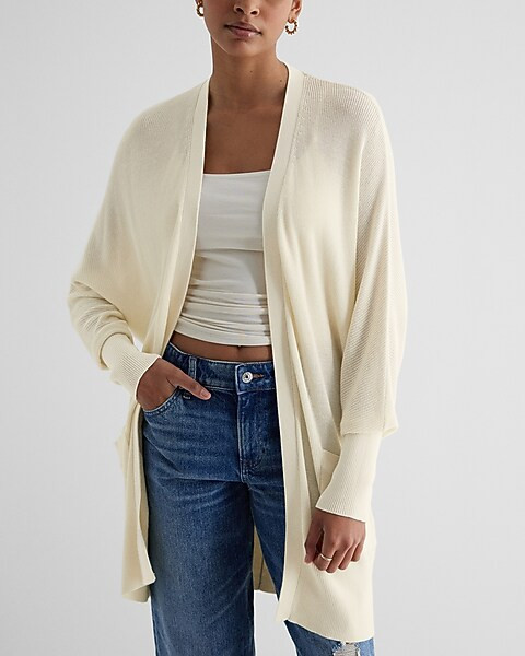 Ribbed Balloon Sleeve Pocket Cardigan | Express
