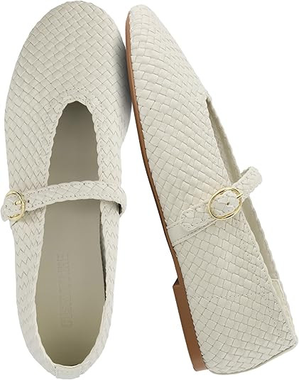 CUSHIONAIRE Bistro Mary Jane Flats for Women, Woven Ballet Flats Shoes with Strap and Memory Foam... | Amazon (US)