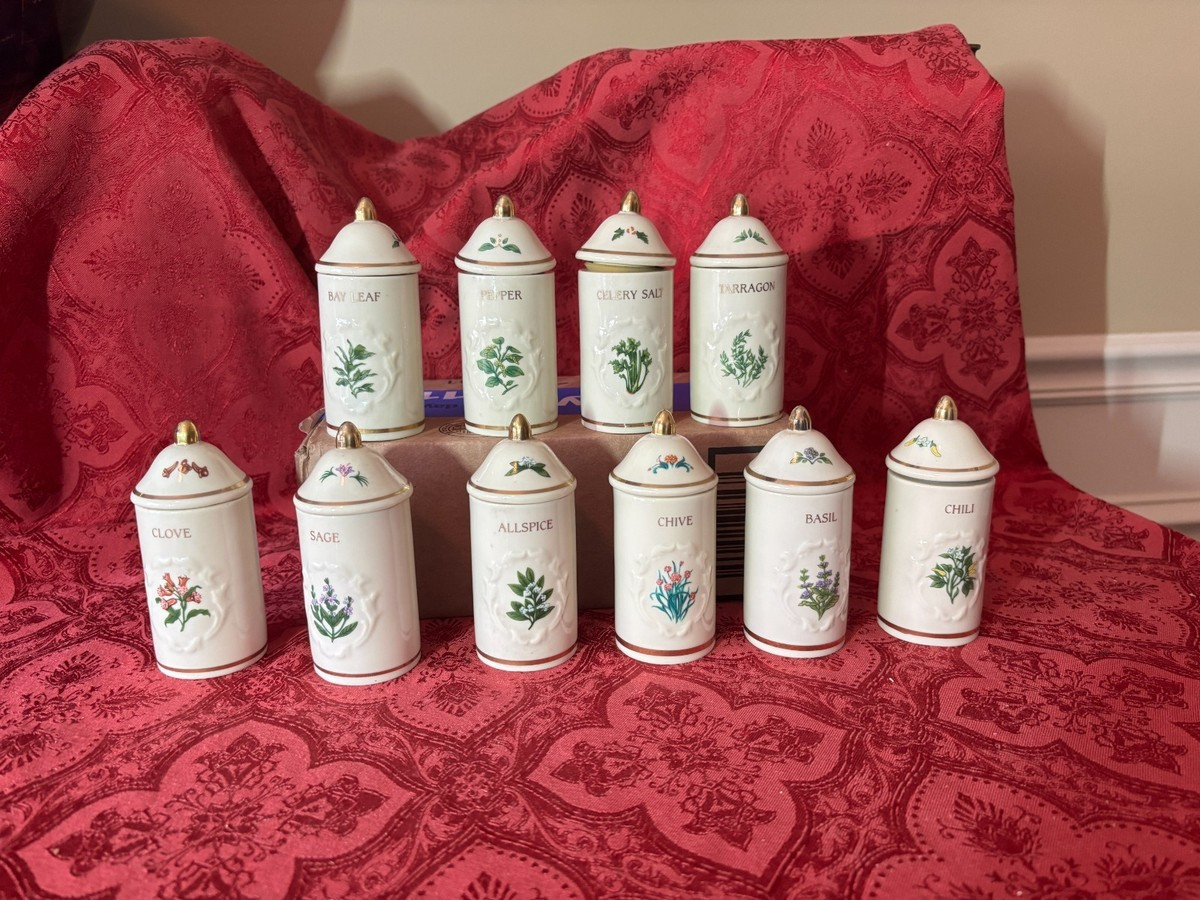 VINTAGE 1992 LENOX (10) SPICE GARDEN PORCELAIN SPICE JAR COLLECTION-MINT COND. | eBay | eBay US