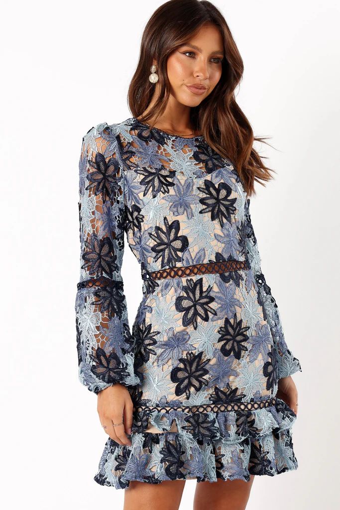 Carson Long Sleeve Mini Dress - Blue Multi | Petal & Pup (US)