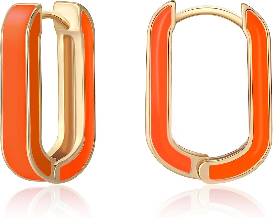 Huggie Hoop Earrings for Women, 18K Gold Plated Colorful Enamel Huggie Earrings Small Hypoallerge... | Amazon (US)