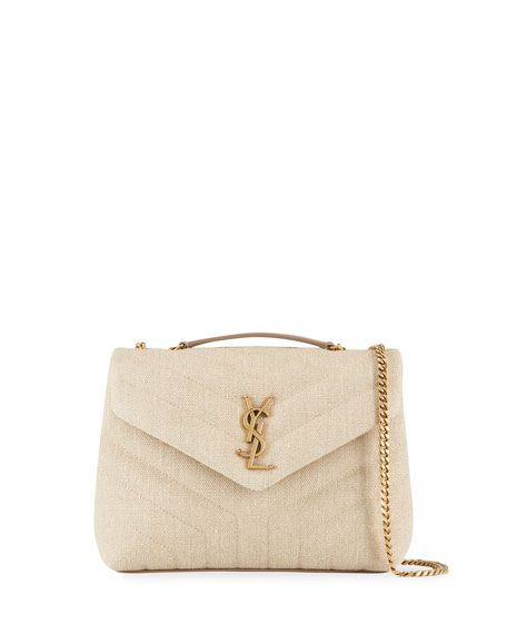 Loulou Small Linen YSL Shoulder Bag | Neiman Marcus