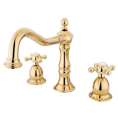 Kingston Brass Heritage Two-Handle 3-Hole Deck Mount Widespread Bathroom Faucet with Brass Pop-Up Drain | Wayfair North America