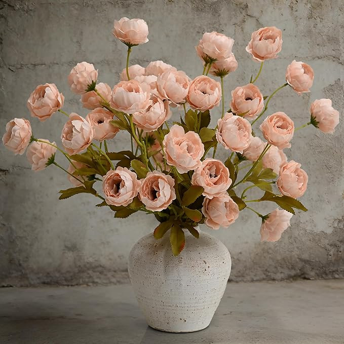 LADADA 4Pcs 27-Inch Faux Silk Peony Artificial Flowers with Stems, Bulk Fake Peony Branches for V... | Amazon (US)