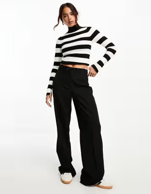ASOS DESIGN high neck sweater in rib in stripe | ASOS (Global)