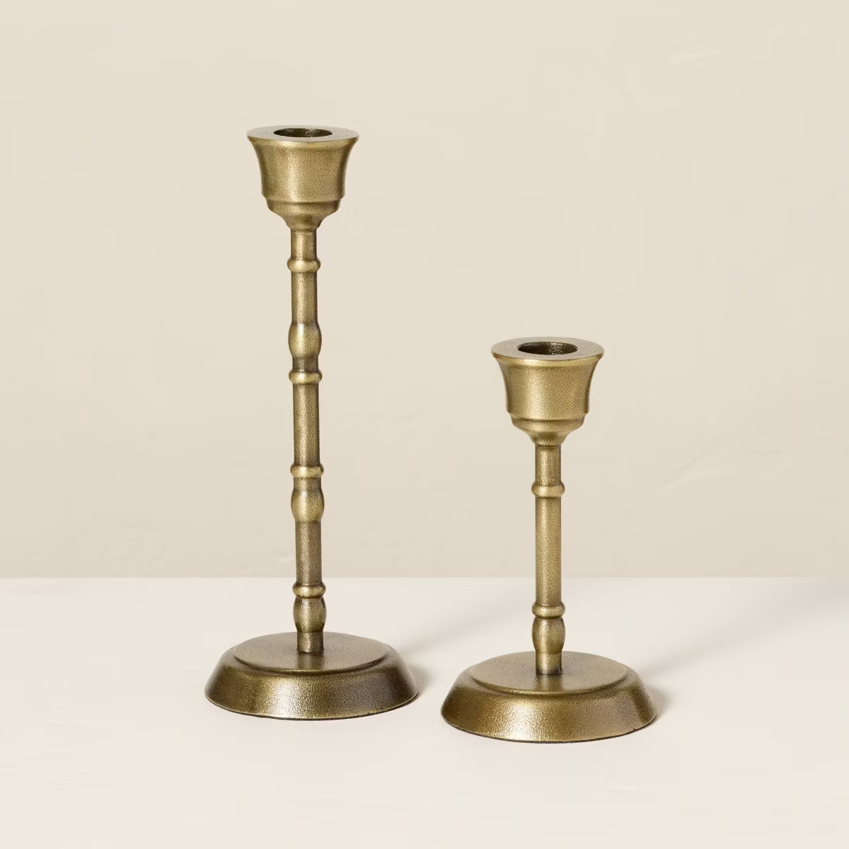 Brass Taper Candlesticks Antique Finish (Set of 2) - Hearth & Hand™ with Magnolia: Farmhouse Ca... | Target