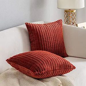 Kevin Textile Set of 2 Striped Textured Velvet Corduroy Decorative Europe Sham Throw Pillow Cushi... | Amazon (US)