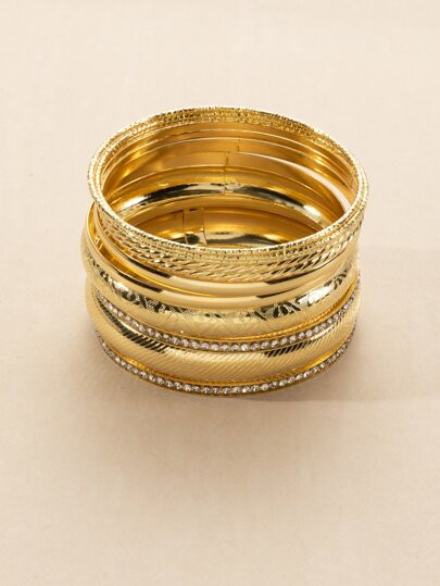 9pcs Rhinestone Decor Bangle | SHEIN