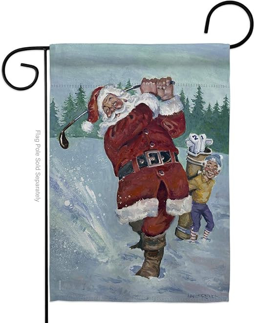 Breeze Decor Snow Golfing Santa Garden Flag Wintertime Christmas Marry Xmas Present Reindeer Seas... | Amazon (US)