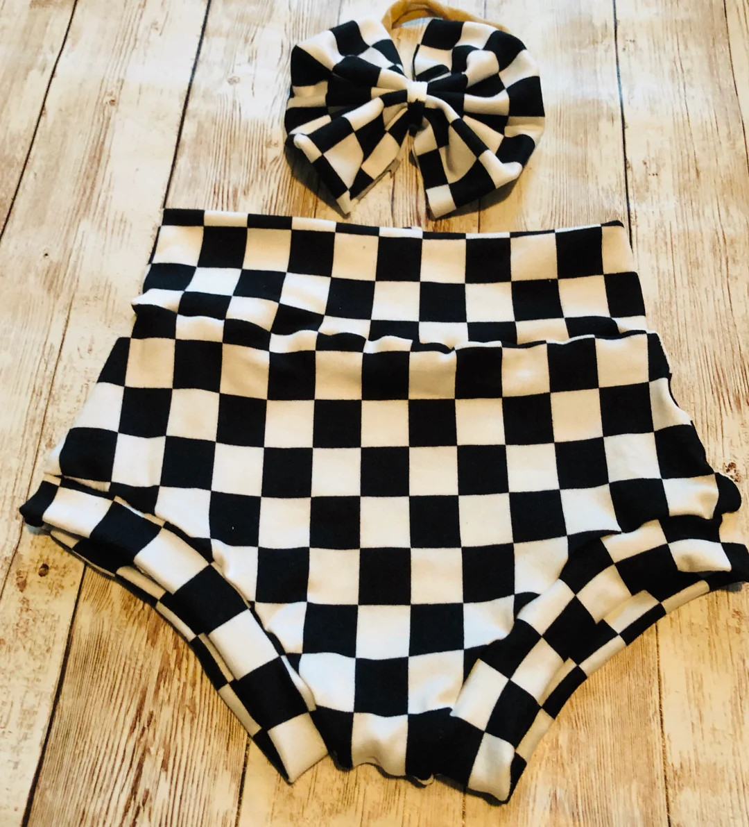Checkered Flag Bummie and Bow Set/racing Bummie/baby Girl - Etsy | Etsy (US)