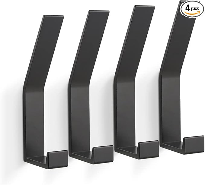 KYOEON Coat Rack Hooks Wall Mounted, Black 4Packs, Bath Towel Rope Hooks for Kitchen, Door, Cabin... | Amazon (US)