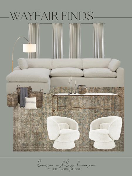 A wayfair inspired living room! This modular sectional looks so comfy and cozy! It’s reasonably priced for a sectional of this size too. I incorporated a mix of affordable accessories and textiles too. This rug is under $300 for the largest size, love these boucle chairs, and this vase is one of my personal favorites! 

#LTKhome #LTKstyletip