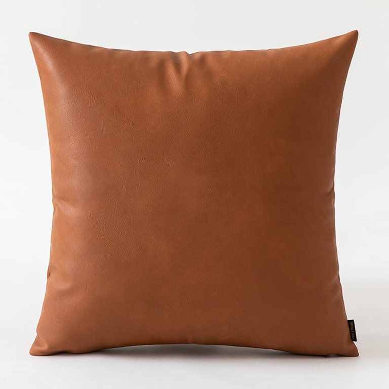 N & H Ethnic 18x18  Faux Leather Brown Decorative Throw Pillows Covers for Couch Solid Square Cus... | Walmart (US)