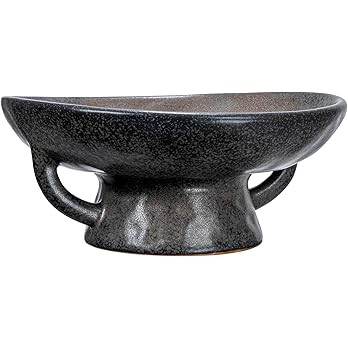 Creative Co-Op Stoneware Bowl with Handle and Base, Black Reactive Glaze | Amazon (US)