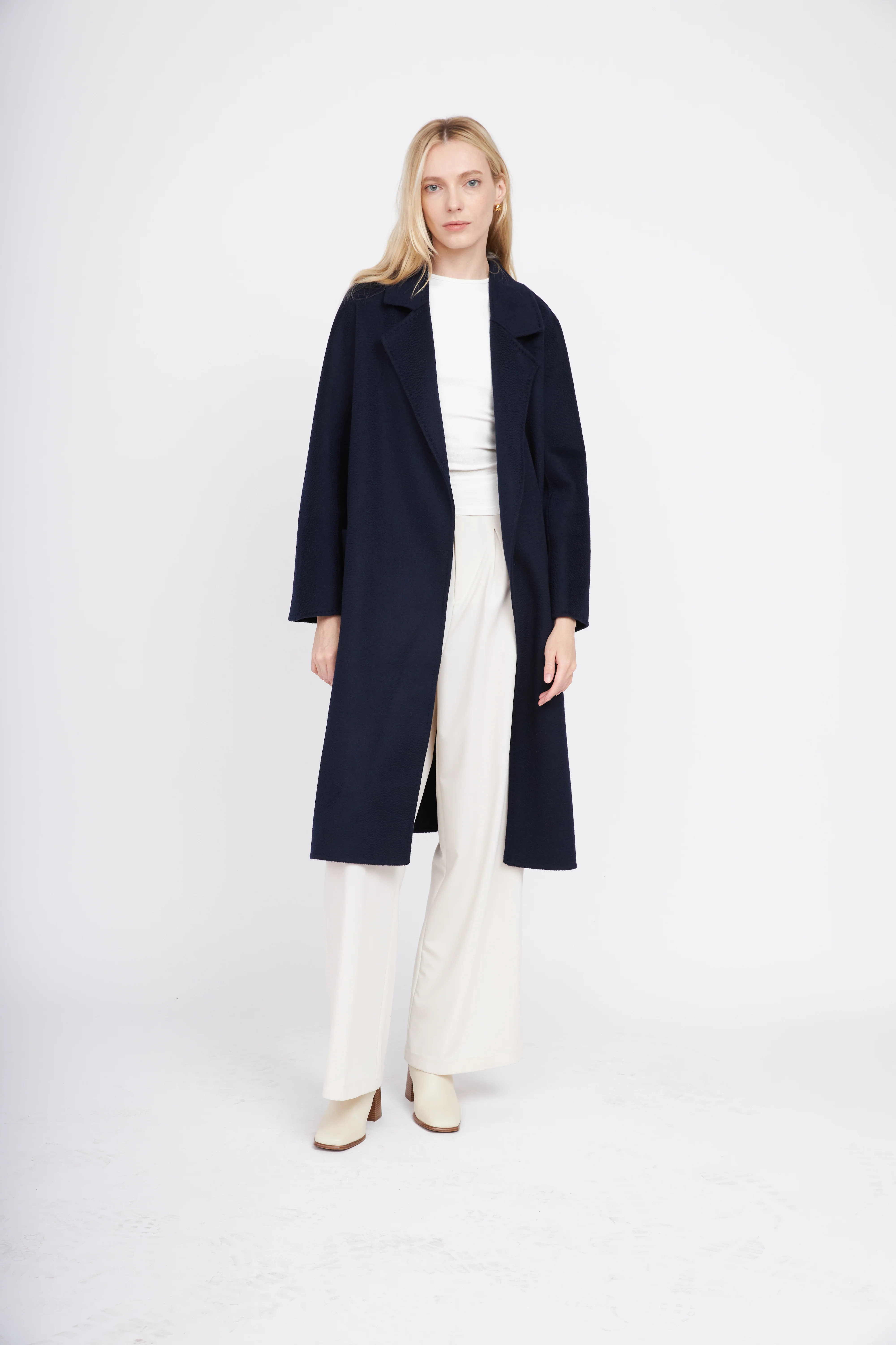 The Classic Wrap Coat - Navy | Pissenlit