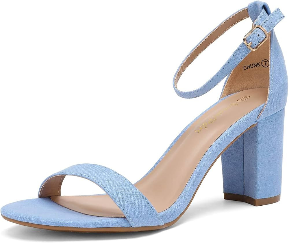 DREAM PAIRS Women's Chunk Low Heel Pump Sandals | Amazon (US)