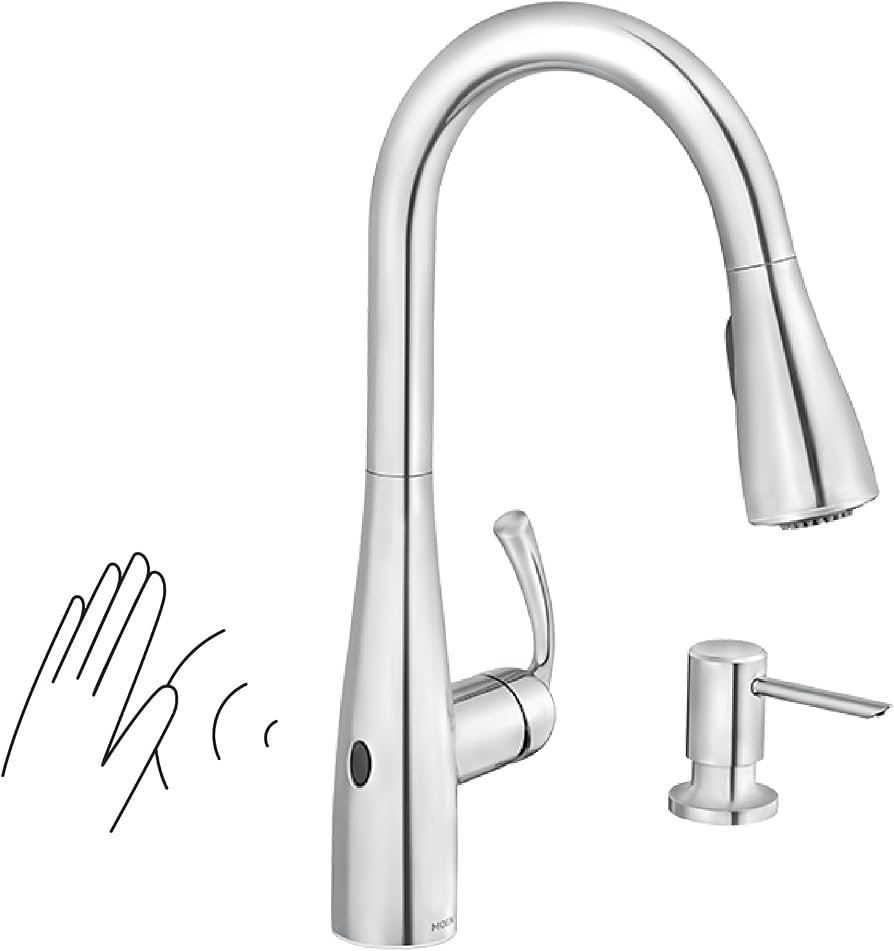 Moen Essie Chrome MotionSense Wave One-Handle Touchless Kitchen Faucet with Pulldown Sprayer and ... | Amazon (US)