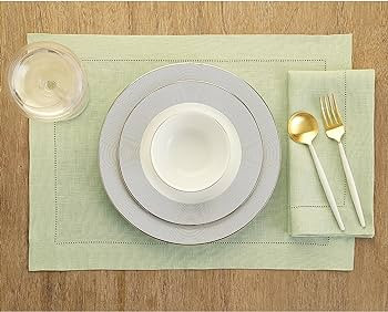 Solino Home Hemstitch Linen Dinner Napkins 20 x 20 Inch - Sage Green 100% Pure Linen Easter Cloth... | Amazon (US)