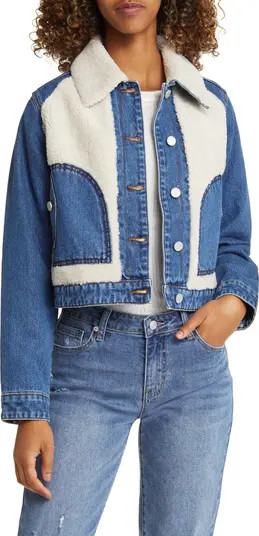Crop Denim & Faux Shearling Jacket | Nordstrom