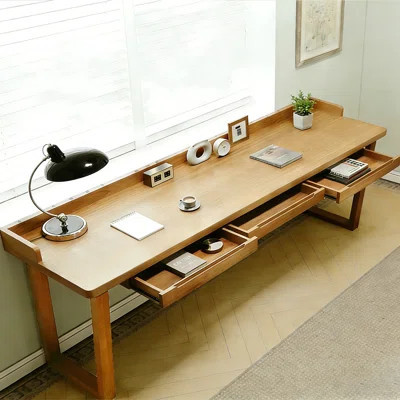 Burlywood Rectangular Solid Wood Writing desk with drawers desk | Wayfair North America