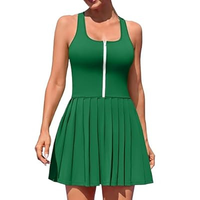 ATTRACO Women Tennis Dress with Built in Shorts and Bra Pleated Golf Dress Seamless At… | Amazon (US)