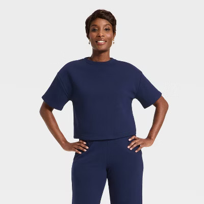 Women's French Terry T-Shirt - A New Day™ Navy XL | Target