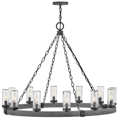 Hinkley Sawyer 38" Wide Wagon Wheel Ring Outdoor Chandelier - #123E2 | Lamps Plus | Lamps Plus
