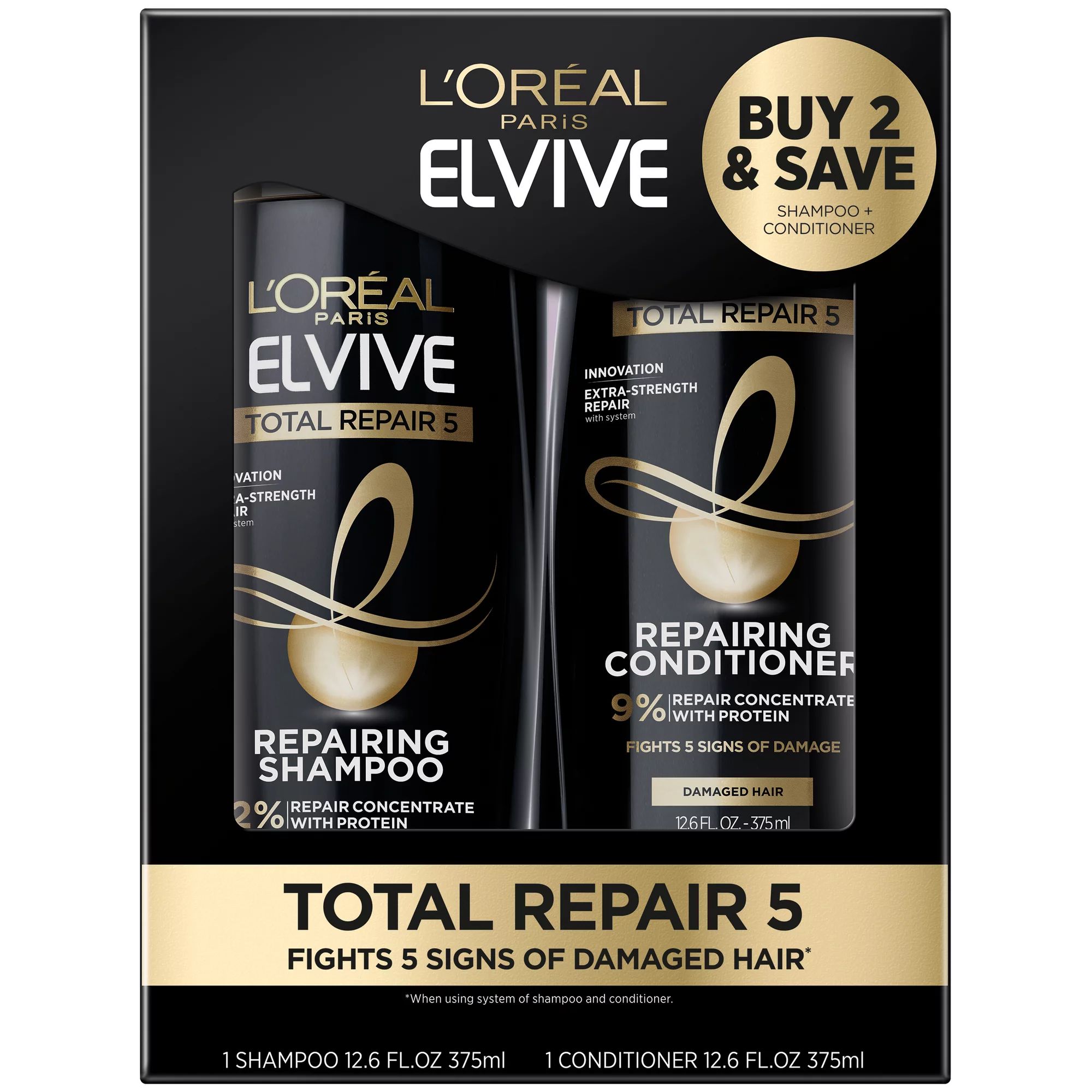 L'Oreal Paris Elvive Total Repair 5 Repairing Shampoo and Conditioner Set, 2 Piece Set | Walmart (US)