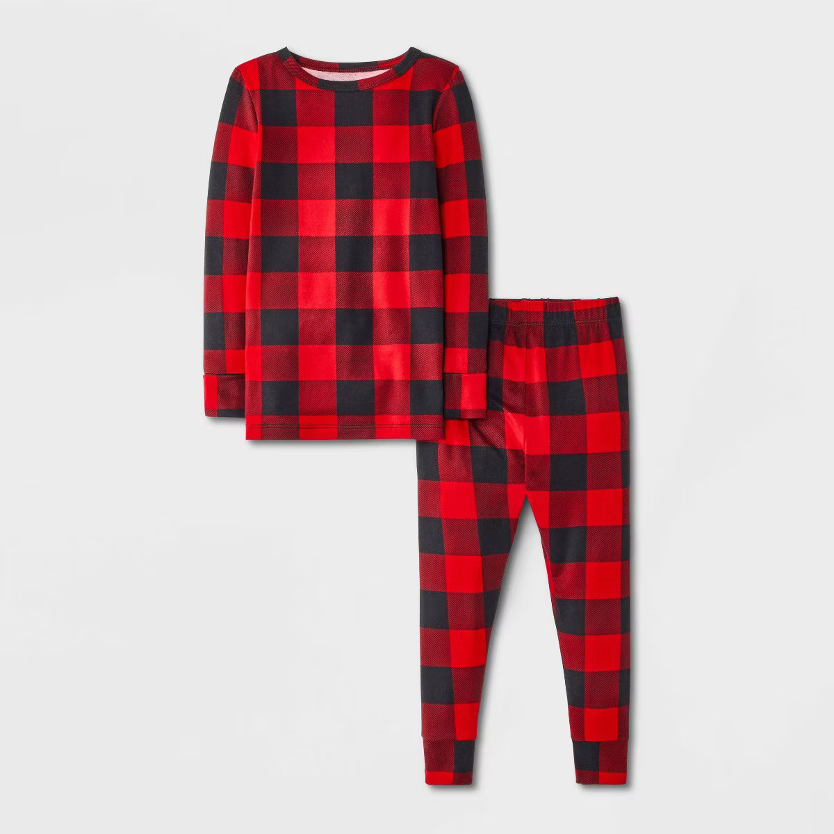 Baby Holiday Buffalo Check Long Sleeve Smooth Jersey Snug Fit Pajama Set 2pc - Cat & Jack\u2122 R... | Target