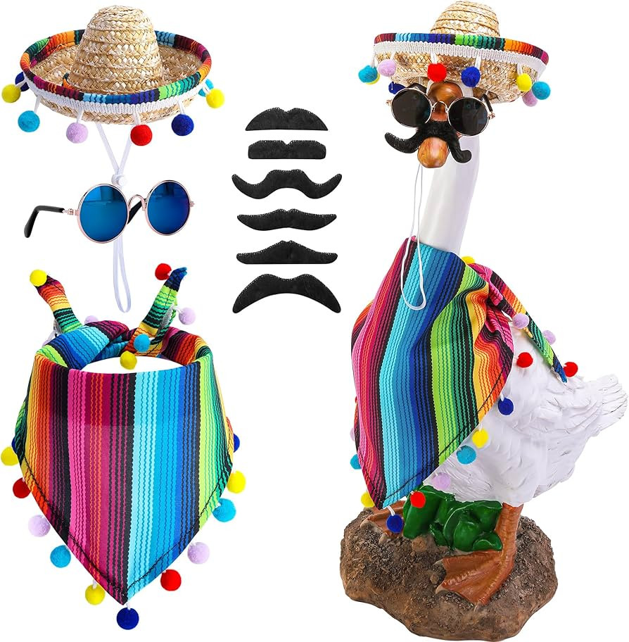 4 Pcs/Set Mexican Porch Goose Outfits, 23"/ 17" Lawn Goose Statue Clothes Costume for Cinco De Ma... | Amazon (US)
