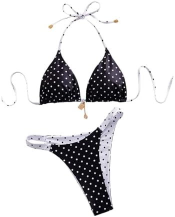 SOLY HUX Women's Polka Dots Bikini Set Halter Triangle Bathing Suit Summer Beach Two Piece Swimsu... | Amazon (US)