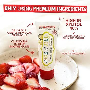 Jack N' Jill Natural Certified Toothpaste - Safe if Swallowed, Contains 40% Xylitol, Fluoride Fre... | Amazon (US)