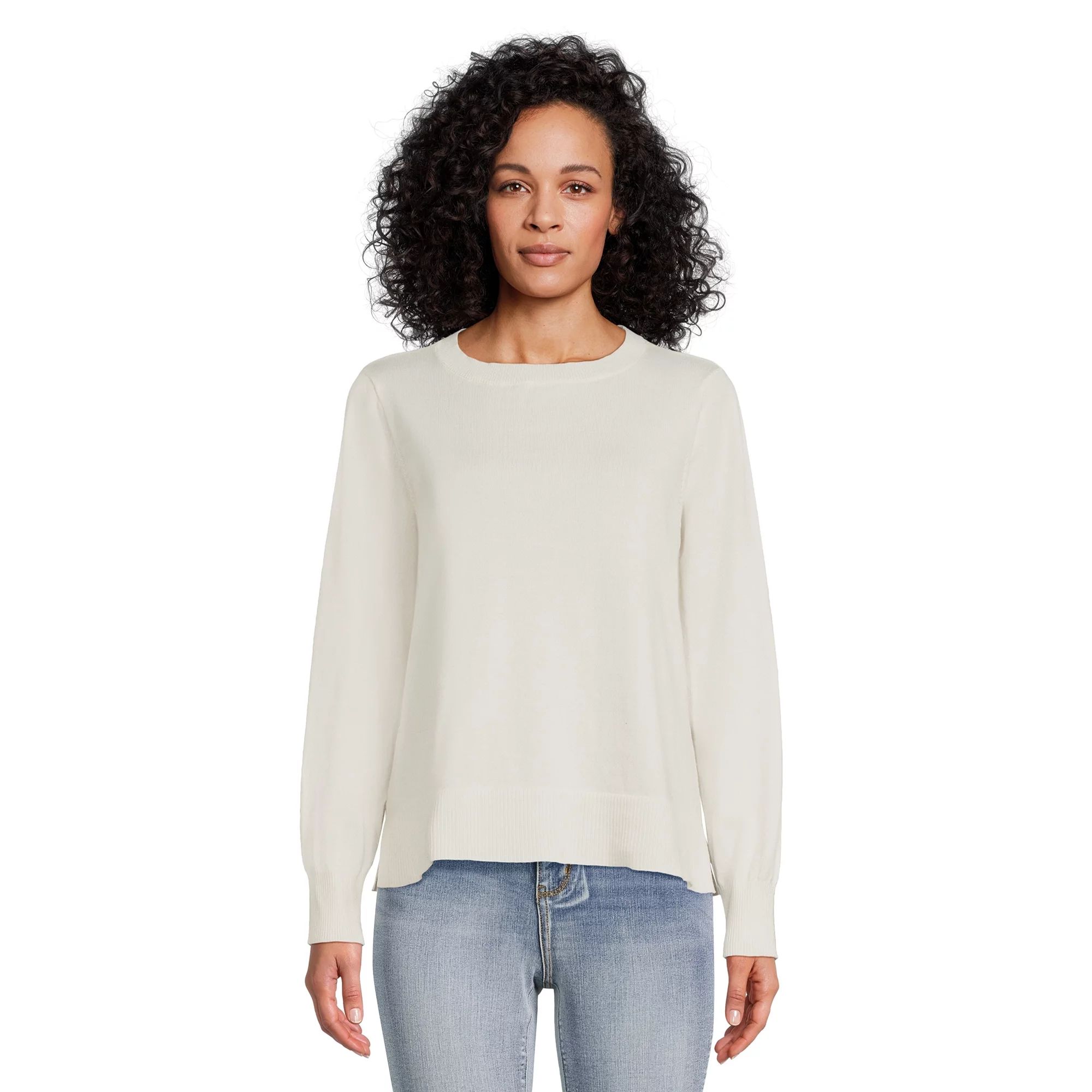 Time and Tru Women's Long Sleeve Pullover Crew Neck Sweater, Lightweight, Sizes XS-XXXL | Walmart (US)