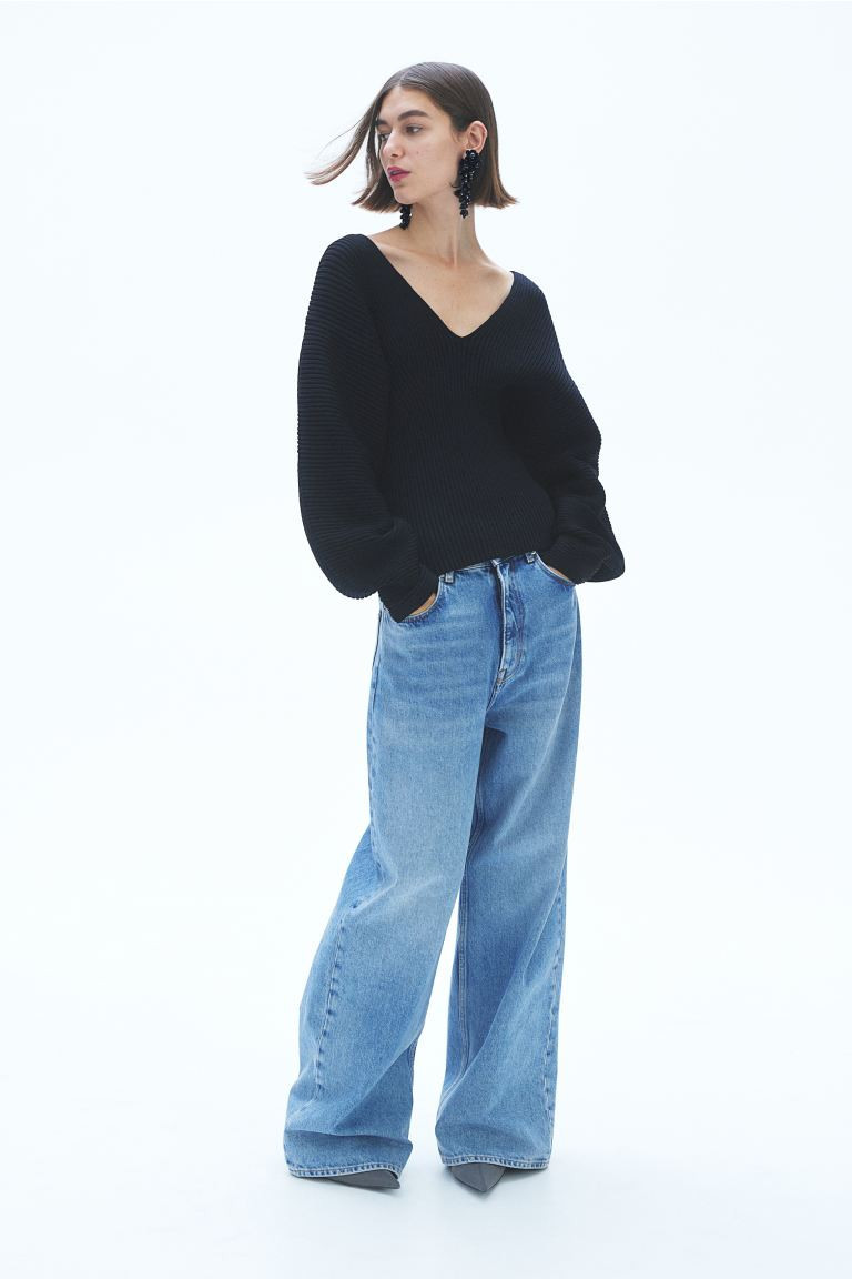 Rib-knit jumper - Black - Ladies | H&M GB | H&M (UK, MY, IN, SG, PH, TW, HK)