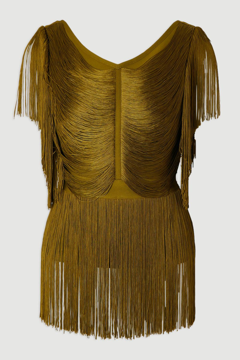 Draped Fringe Knitted Top | Karen Millen US