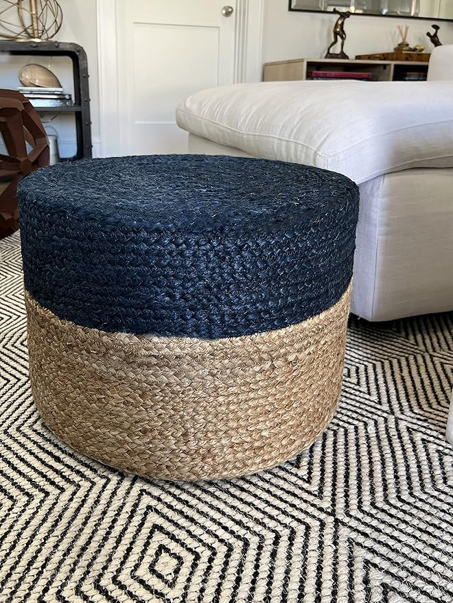 S & L Homes Pouf Ottoman - 100% Natural Jute Braided- Footrest Stool Hand Knitted - Traditional C... | Amazon (US)
