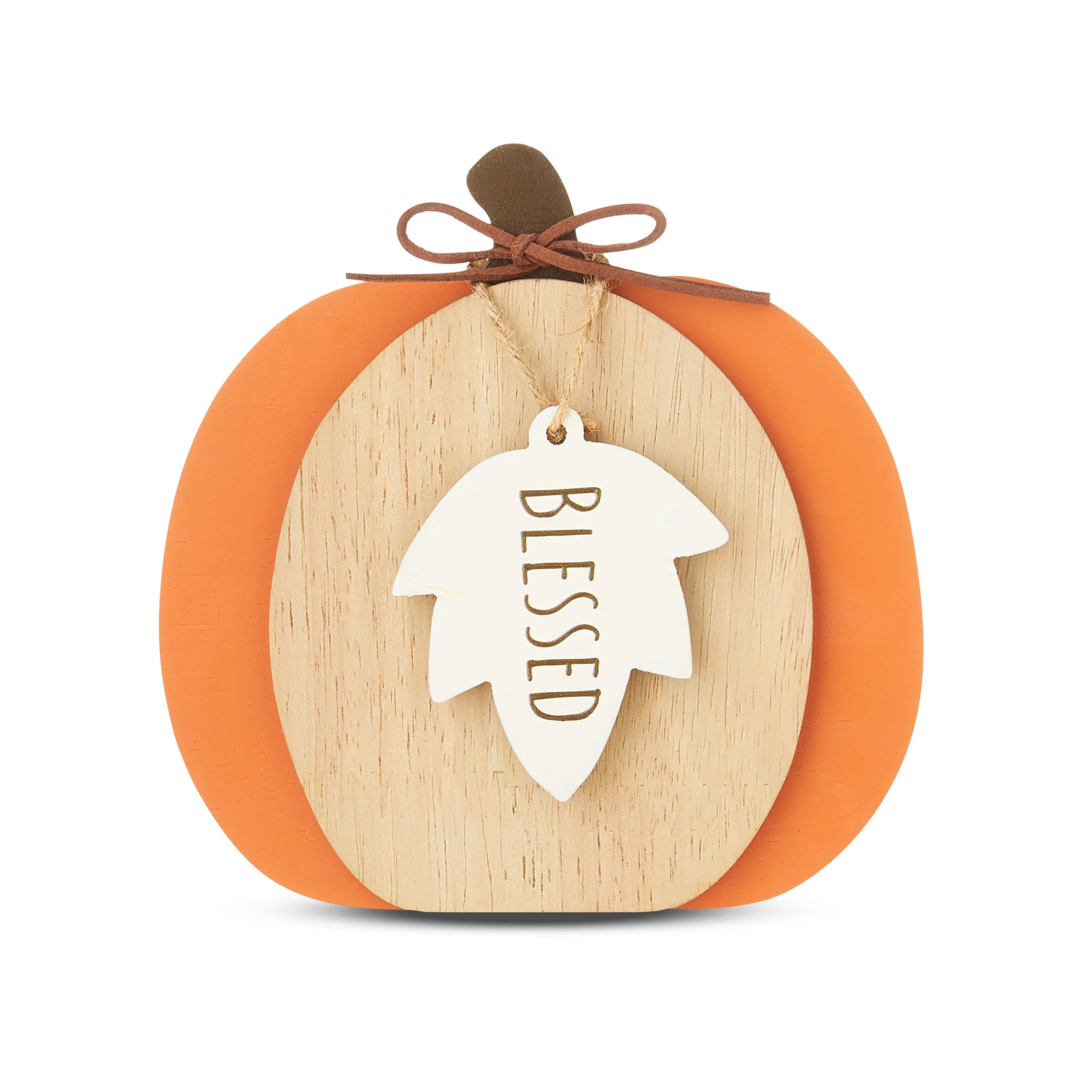 Harvest Blessed Pumpkin Block Tabletop Sign Decorative, Orange, 6 inch Height, by Way To Celebrat... | Walmart (US)