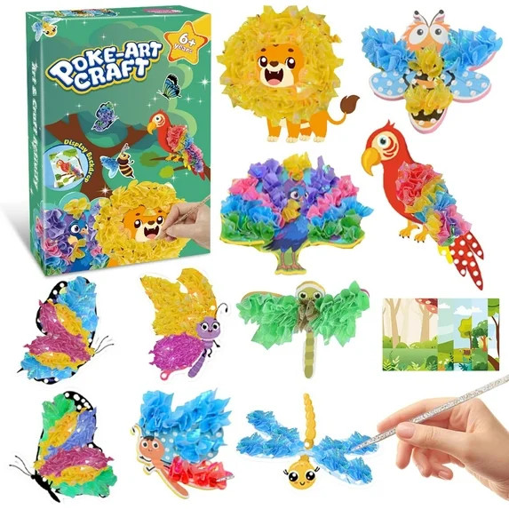 BUTOMKY Poke-in Art - Mess-Free Arts & DIY Crafts for Kids, Creative Kit,DIY Animals (Lion, Owl, ... | Walmart (US)