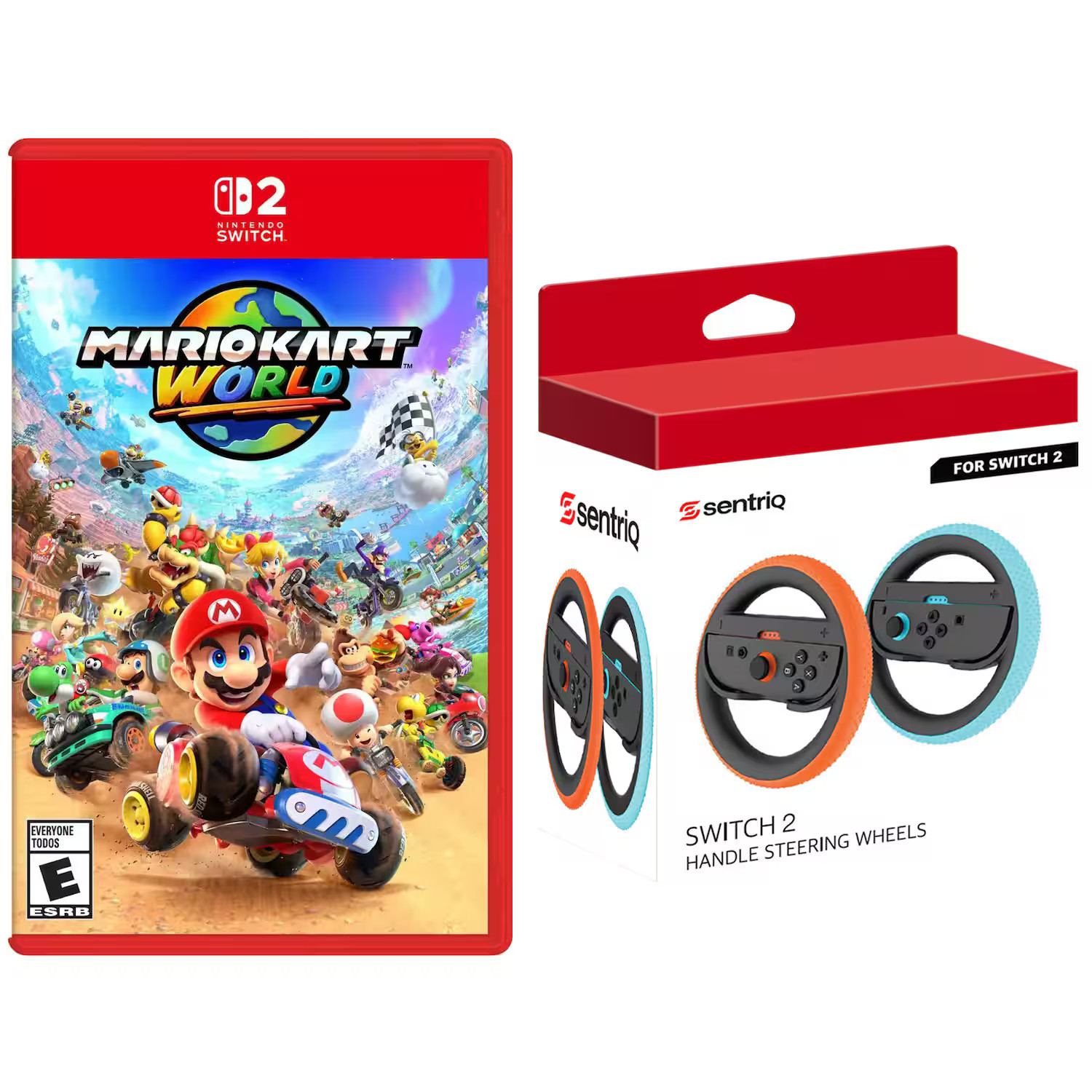 Mario Kart World for Nintendo Switch 2 and Sentriq Joy Con Steering Wheel Set - Nintendo Switch 2 | Best Buy U.S.
