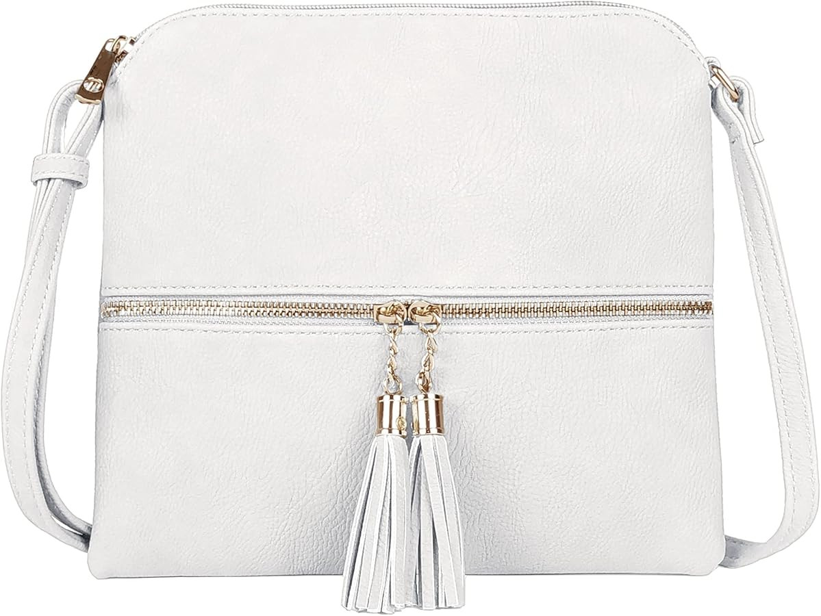 SG SUGU Lightweight Medium Crossbody Bag Shoulder Bag with Tassel and Zipper Pocket | Amazon (US)