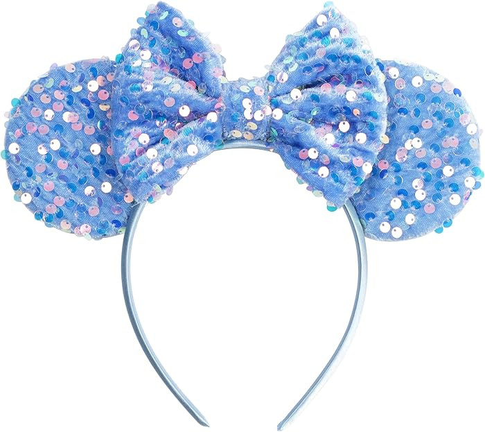 Sparkling Mouse Ears Sequin Bow Ears Headband for Women Hair Band Dazzling Accessories Headwear f... | Amazon (US)
