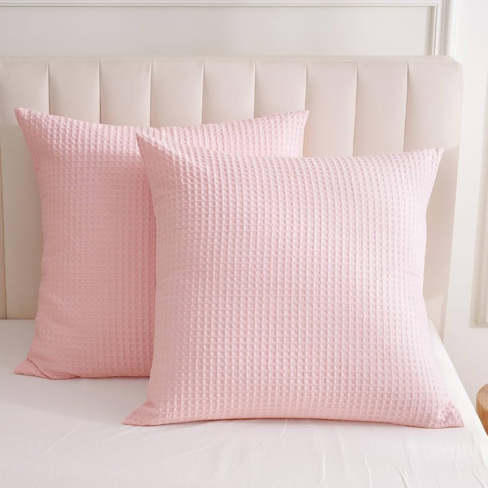 PHF Ultra Soft Waffle Weave Euro Shams Pillow Covers 26" x 26" 2 Pack, No Insert, Breathable Skin... | Amazon (US)