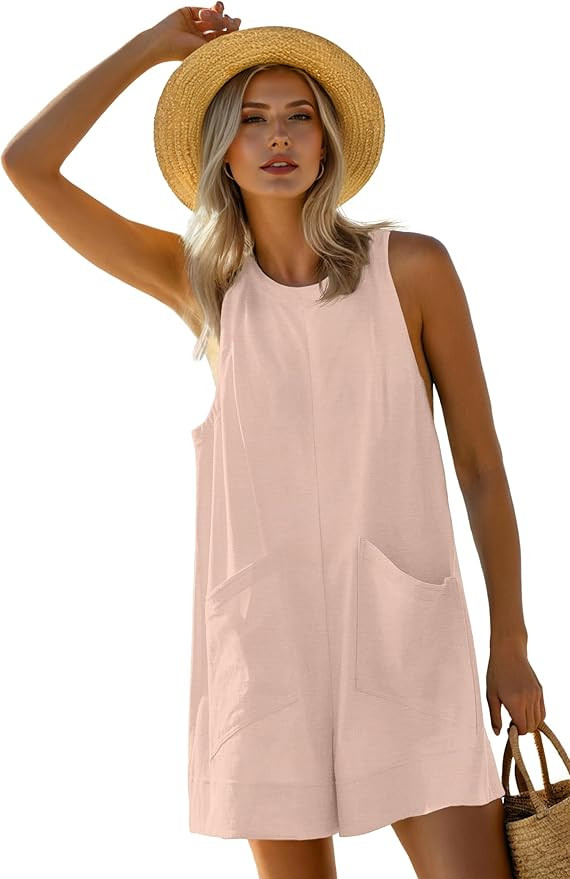 Women’s Summer Romper Casual Sleeveless Shorts Romper Loose Jumpsuit Overall for Women 2025 Out... | Amazon (US)