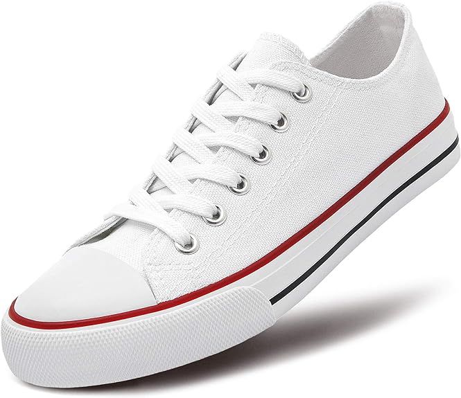 Womens Canvas Sneakers Low Top Lace Up Canvas Shoes Fashion Comfortable | Amazon (US)