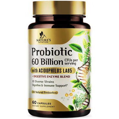 Probiotics 60 Billion CFU - Immune Support & Digestive Health Support, Non-GMO - 60 Capsules By Nature's Nutrition | Target