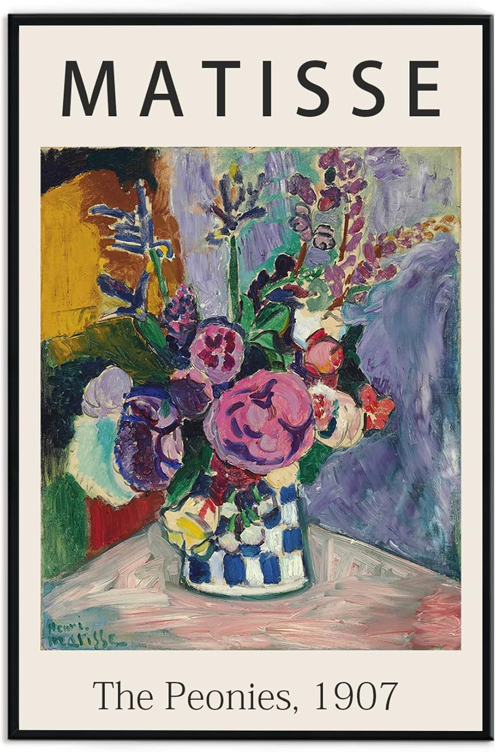 Gufro Matisse Wall Art Framed Canvas Print The Peonies,1907 Famous Paintings,Matisse Colorful Peo... | Amazon (US)