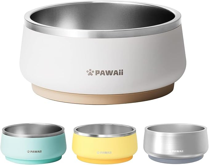 Pawaii Dog Bowl, Dog Water Bowl with Non-Slip Rubber Base, Metal Insulated Stainless Steel Dog Bo... | Amazon (US)