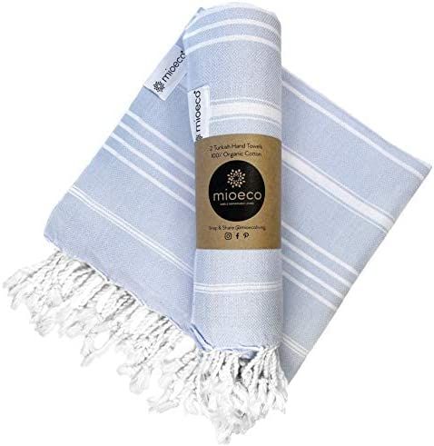 Organic Cotton Turkish Hand Towel - 20" x 38" Large Classic Luxury Set of 2 - Decorative Hand Tow... | Amazon (US)